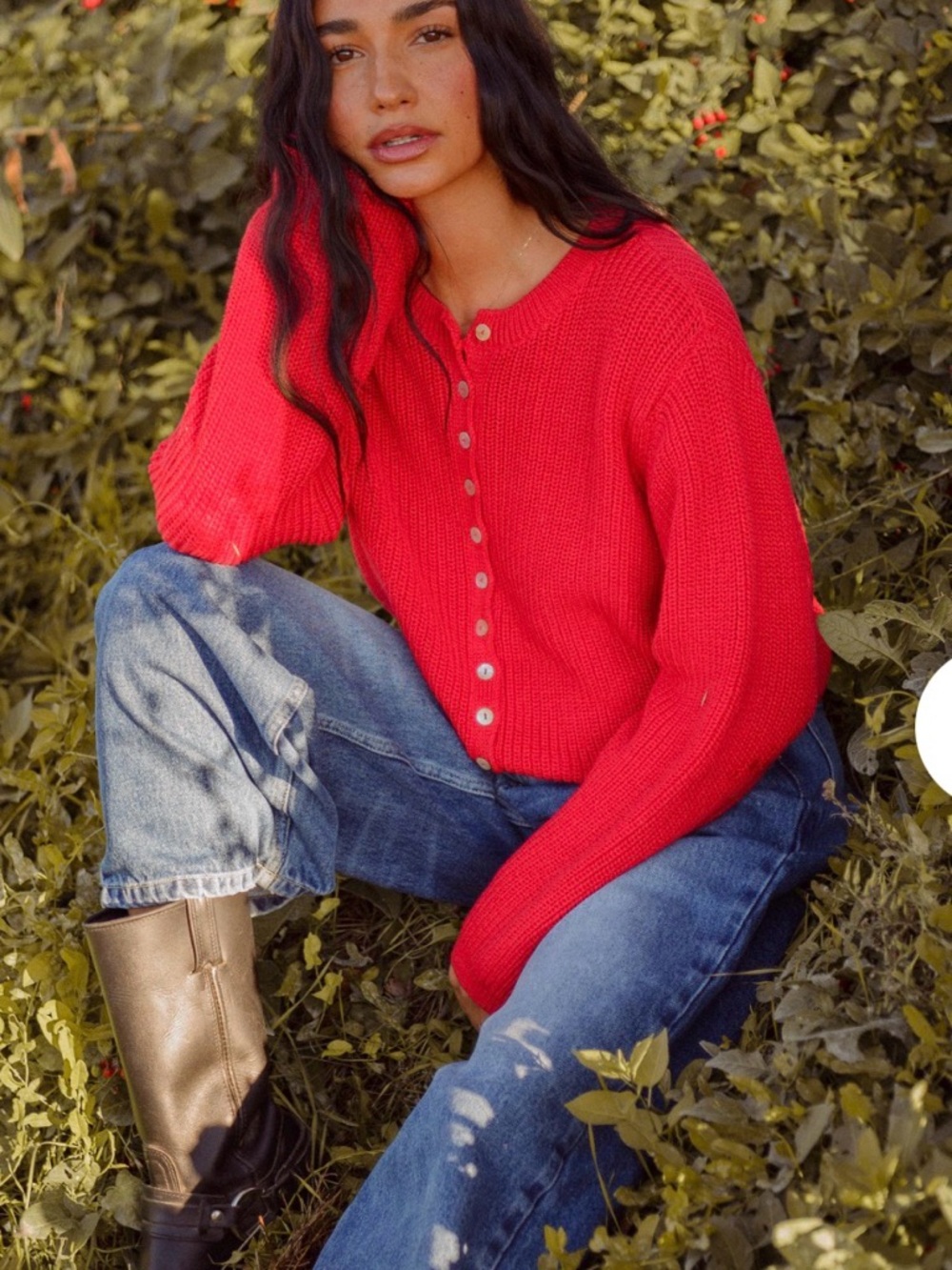 Sonderhaus Red Button-Front Knit Harbor Cardigan - Picture 3 of 6